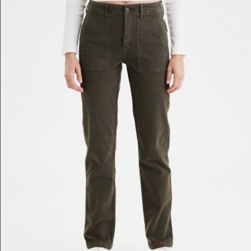American Eagle High Waisted Utility/Cargo Pants (Army Green)